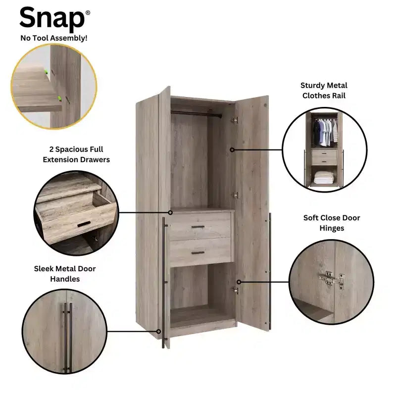 Manhattan Comfort 2pc Lee 4 Door 5 Shelf Module Wardrobe