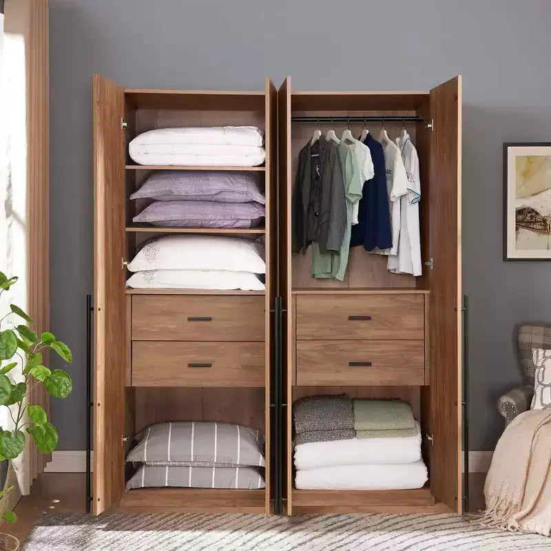 Manhattan Comfort 2pc Lee 4 Door 5 Shelf Module Wardrobe