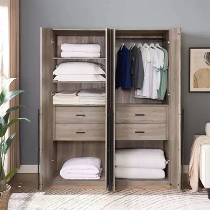 Manhattan Comfort 2pc Lee 4 Door 5 Shelf Module Wardrobe