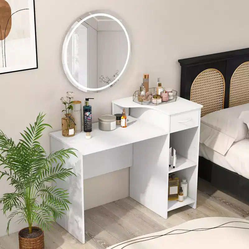 Costway 40.5Computer Desk with Printer Shelf Modern PC Workstation with Storage Drawer and CPU Stand