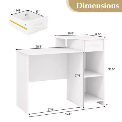 Costway 40.5Computer Desk with Printer Shelf Modern PC Workstation with Storage Drawer and CPU Stand