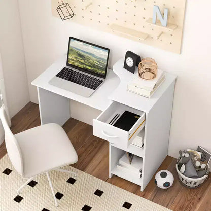 Costway 40.5Computer Desk with Printer Shelf Modern PC Workstation with Storage Drawer and CPU Stand