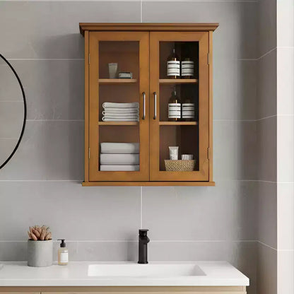 Teamson Home Avery 2-Door Wall Storage Cabinet with Adjustable Shelves, Antique Brass Handles