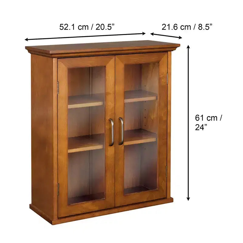 Teamson Home Avery 2-Door Wall Storage Cabinet with Adjustable Shelves, Antique Brass Handles