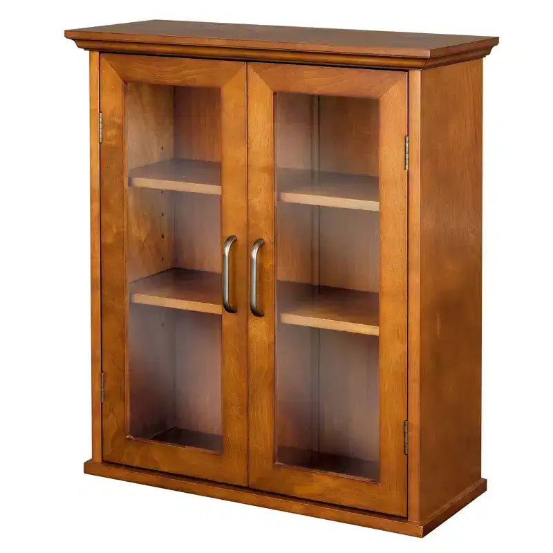 Teamson Home Avery 2-Door Wall Storage Cabinet with Adjustable Shelves, Antique Brass Handles