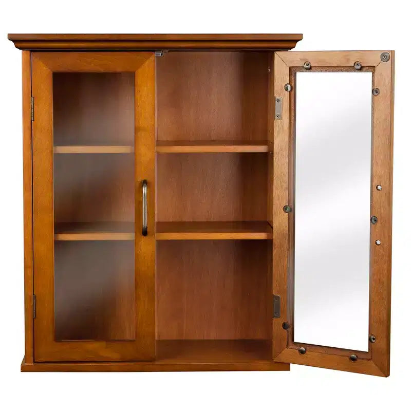 Teamson Home Avery 2-Door Wall Storage Cabinet with Adjustable Shelves, Antique Brass Handles