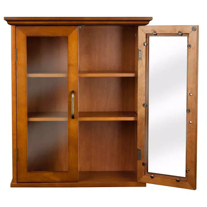 Teamson Home Avery 2-Door Wall Storage Cabinet with Adjustable Shelves, Antique Brass Handles