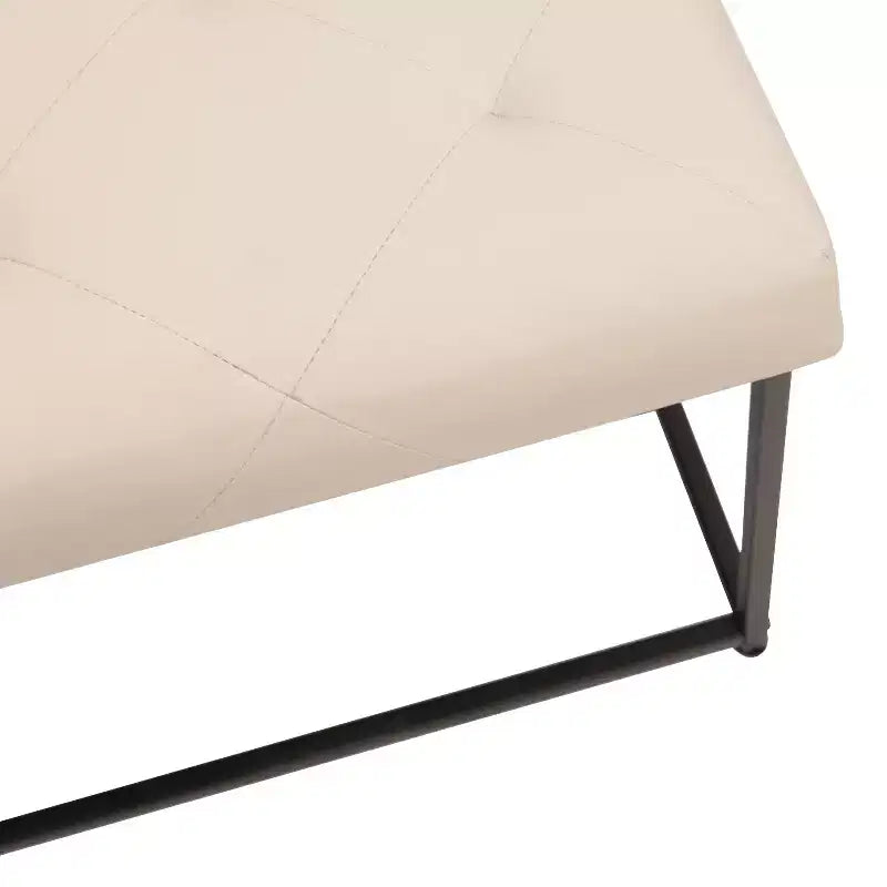Emma and Oliver Pouf quadrato in similpelle da 76 cm con design trapuntato e robusta struttura in ferro