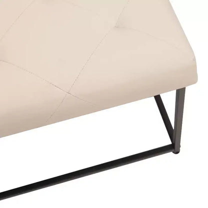 Emma and Oliver Pouf quadrato in similpelle da 76 cm con design trapuntato e robusta struttura in ferro