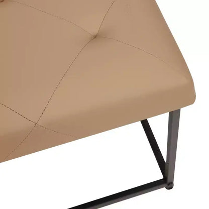 Emma and Oliver Pouf quadrato in similpelle da 76 cm con design trapuntato e robusta struttura in ferro