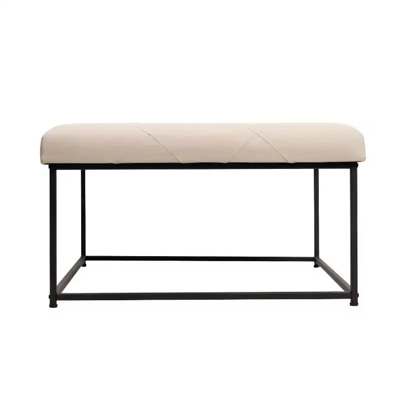 Emma and Oliver Pouf quadrato in similpelle da 76 cm con design trapuntato e robusta struttura in ferro