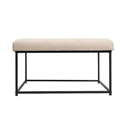 Emma and Oliver Pouf quadrato in similpelle da 76 cm con design trapuntato e robusta struttura in ferro