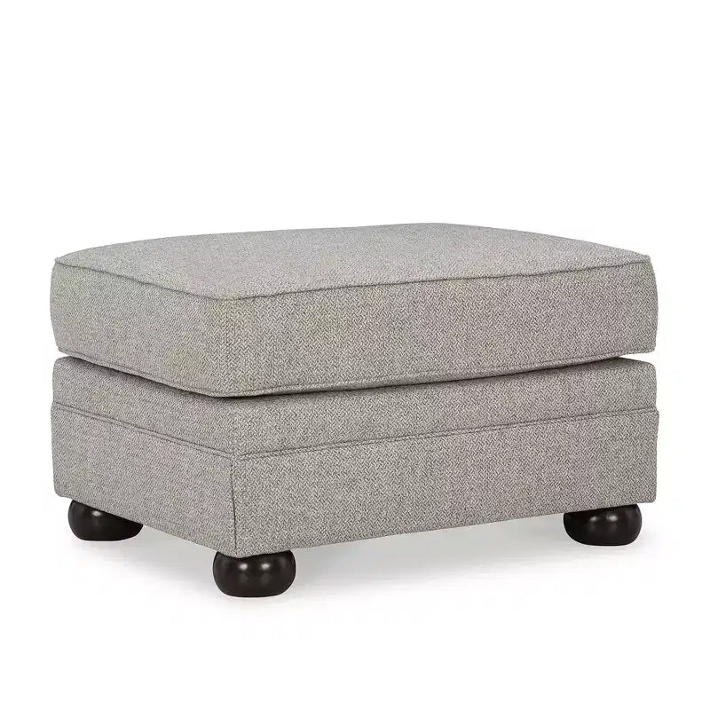 Signature Design by Ashley Gaelon Casual Firmly Cushioned Ottoman with Bun Legs, Gray & Brown