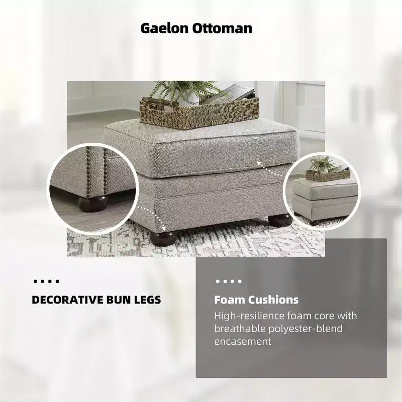 Signature Design by Ashley Gaelon, pouf con piedini torniti, imbottitura fissa, grigio e marrone