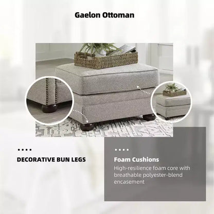 Signature Design by Ashley Gaelon, pouf con piedini torniti, imbottitura fissa, grigio e marrone