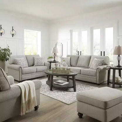 Signature Design by Ashley Gaelon, pouf con piedini torniti, imbottitura fissa, grigio e marrone
