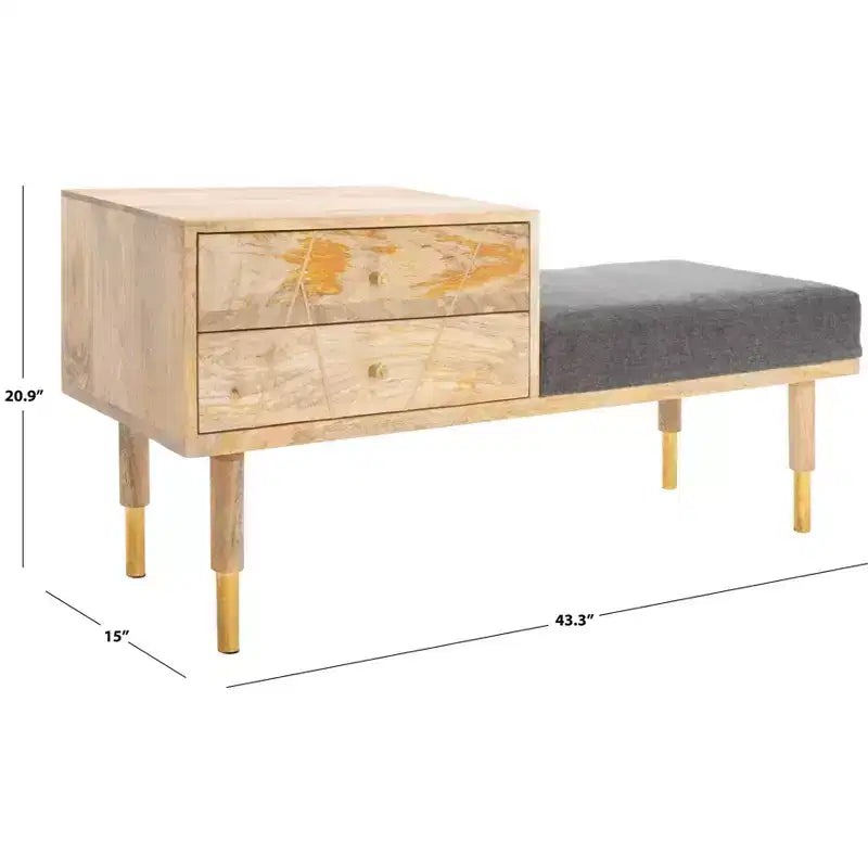 Taft 2 Drawer Cushion Seated Bench - BCH9000 - Off-White - Safavieh