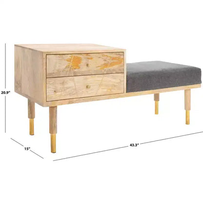 Taft 2 Drawer Cushion Seated Bench - BCH9000 - Off-White - Safavieh