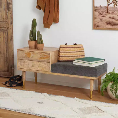 Taft 2 Drawer Cushion Seated Bench - BCH9000 - Off-White - Safavieh