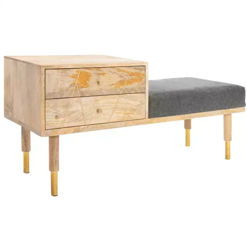 Taft 2 Drawer Cushion Seated Bench - BCH9000 - Off-White - Safavieh