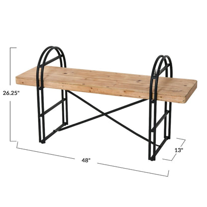 Wood and Metal Bench