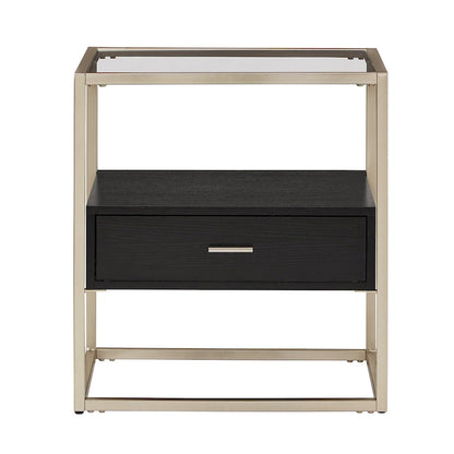 Spumante Champagne Silver Finish End Table with Storage by iNSPIRE Q Bold