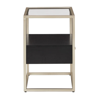 Spumante Champagne Silver Finish End Table with Storage by iNSPIRE Q Bold