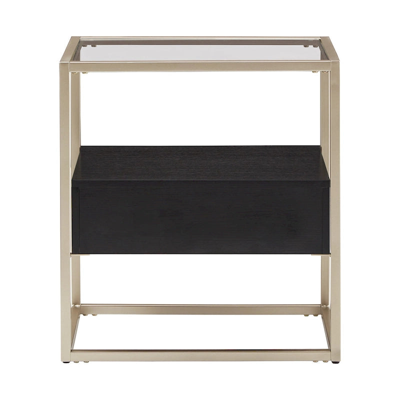 Spumante Champagne Silver Finish End Table with Storage by iNSPIRE Q Bold