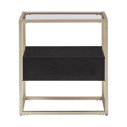 Spumante Champagne Silver Finish End Table with Storage by iNSPIRE Q Bold