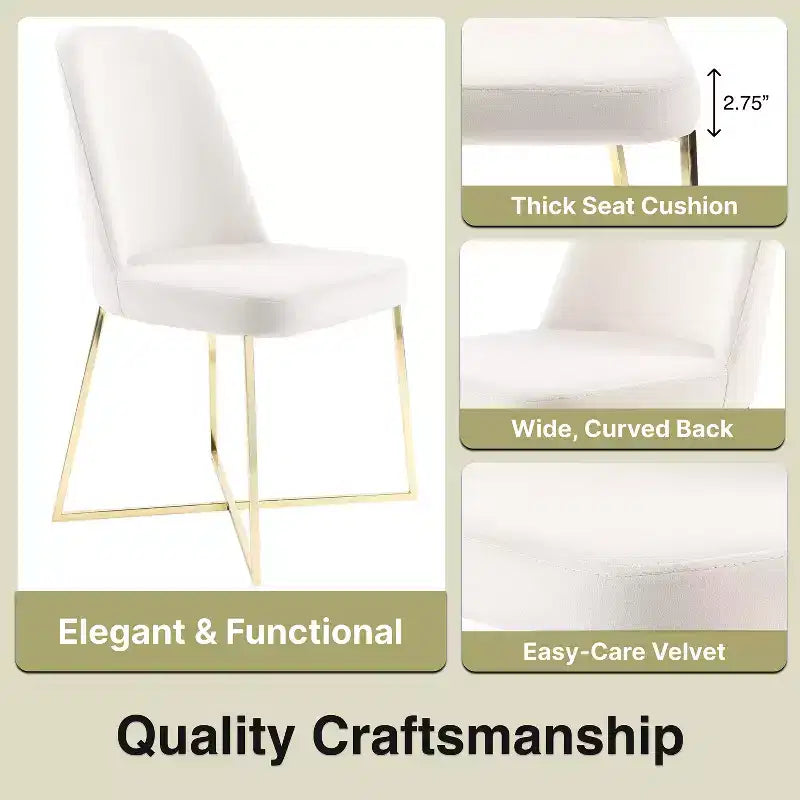 Well Woven Rachelle Velvety Soft Modern Accent Chairs With Metal Legs - Perfect for Vanity, Living Room,Office, Dining Room