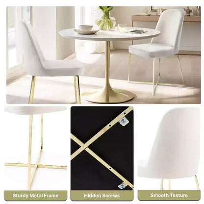 Well Woven Rachelle Velvety Soft Modern Accent Chairs With Metal Legs - Perfect for Vanity, Living Room,Office, Dining Room