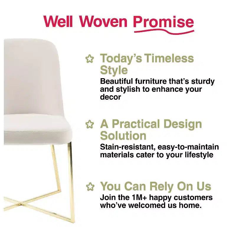Well Woven Rachelle Velvety Soft Modern Accent Chairs With Metal Legs - Perfect for Vanity, Living Room,Office, Dining Room