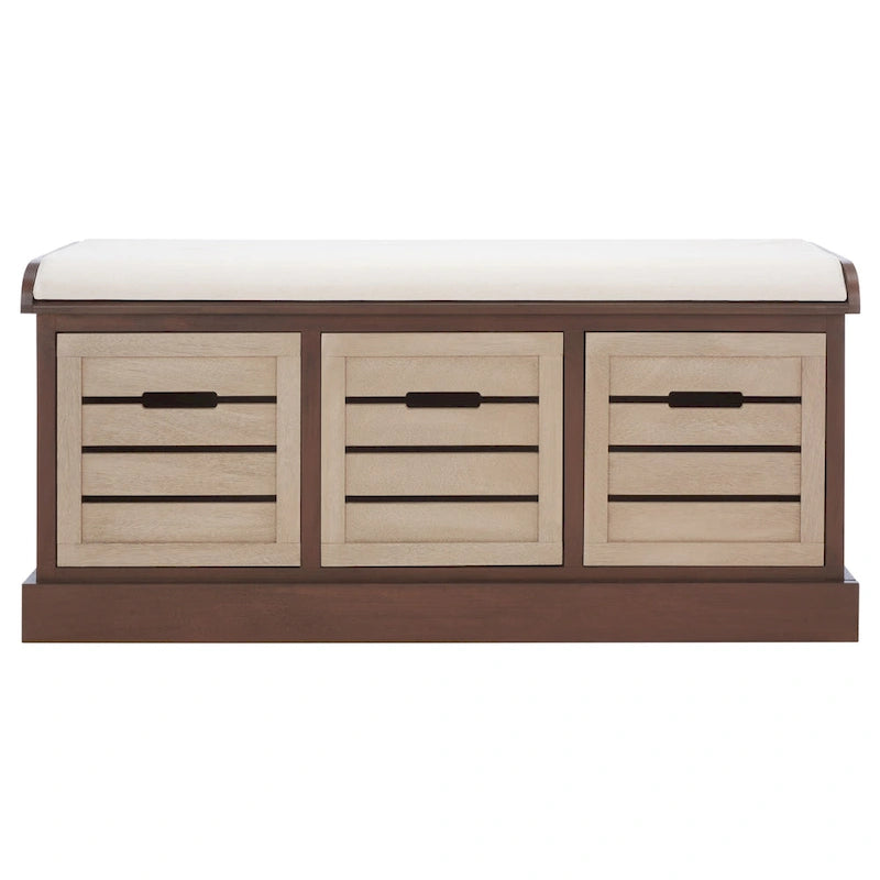 SAFAVIEH Mozella 3-Drawer Cushion Bench - 42  W x 15  D x 20  H - 42Wx15Dx20H