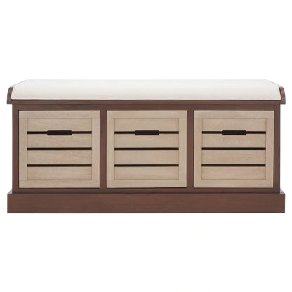 SAFAVIEH Mozella 3-Drawer Cushion Bench - 42  W x 15  D x 20  H - 42Wx15Dx20H