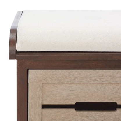 SAFAVIEH Mozella 3-Drawer Cushion Bench - 42  W x 15  D x 20  H - 42Wx15Dx20H