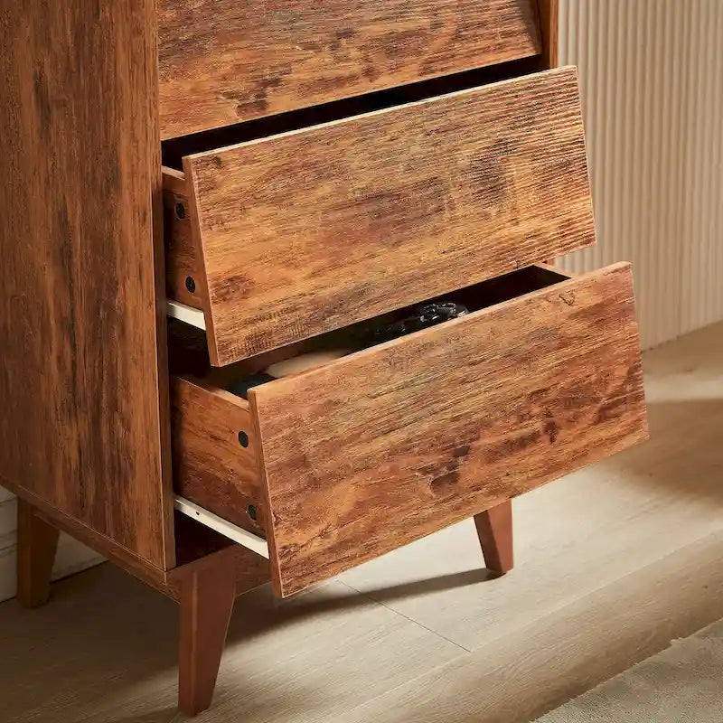 Cassettiera in legno a 4 cassetti con design smussato in stile vintage