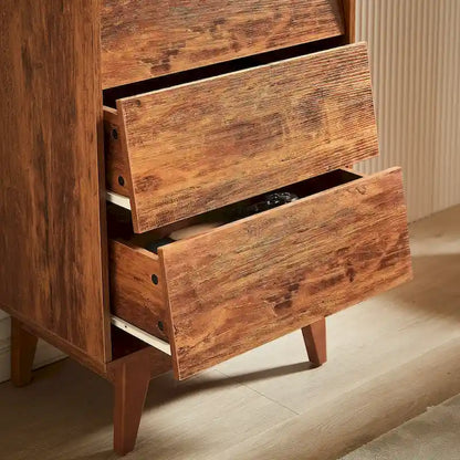 Cassettiera in legno a 4 cassetti con design smussato in stile vintage