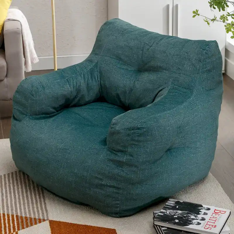 Soft Cotton Linen Fabric Bean Bag Chair Filled With Memory Sponge
