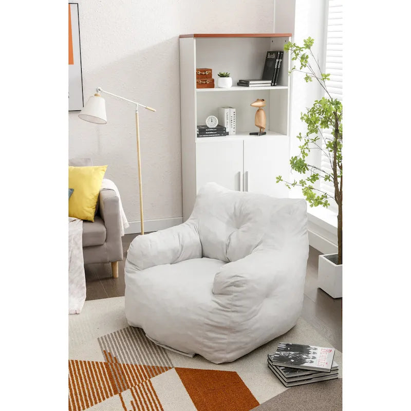 Soft Cotton Linen Fabric Bean Bag Chair Filled With Memory Sponge