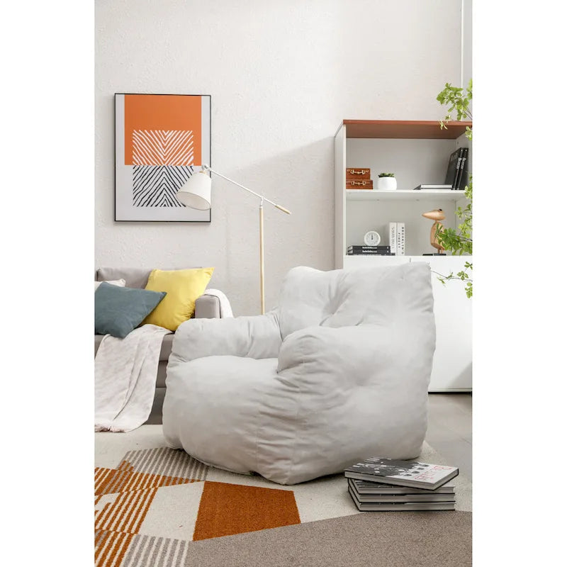Soft Cotton Linen Fabric Bean Bag Chair Filled With Memory Sponge