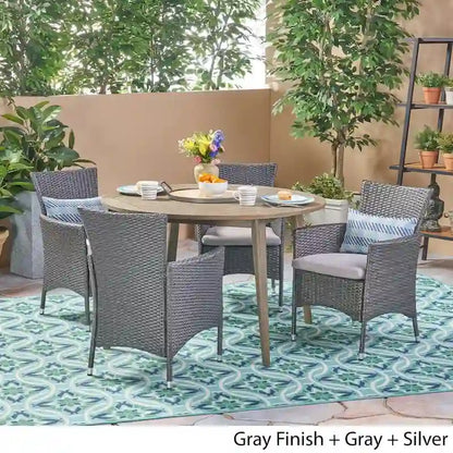 Set da pranzo da 5 pezzi in legno e vimini Biella Outdoor di Christopher Knight Home