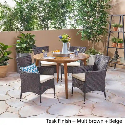Set da pranzo da 5 pezzi in legno e vimini Biella Outdoor di Christopher Knight Home