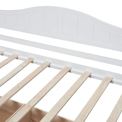 Letto a baldacchino singolo in legno con 2 cassetti