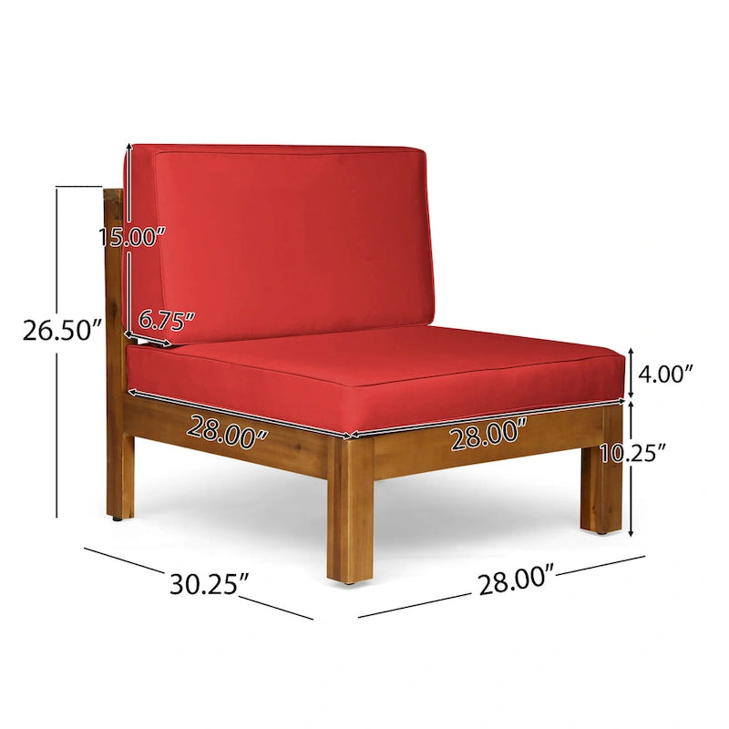 Set da conversazione Oana Outdoor composto da divano a 6 posti e poltrone Club in legno di acacia di Christopher Knight Home