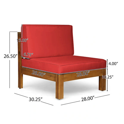 Set da conversazione Oana Outdoor composto da divano a 6 posti e poltrone Club in legno di acacia di Christopher Knight Home
