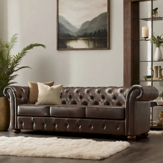Gdansk Tufted Scroll Arm Chesterfield Sofa