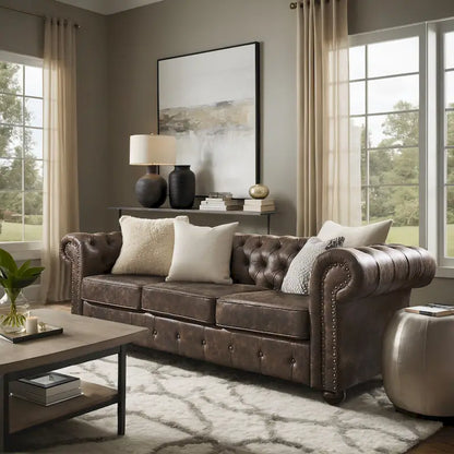 Gdansk Tufted Scroll Arm Chesterfield Sofa