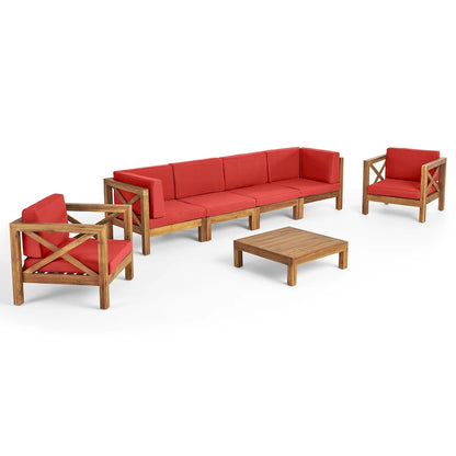 Set da conversazione 7 pezzi Brava per esterno in legno di acacia di Christopher Knight Home