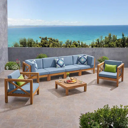 Set da conversazione 7 pezzi Brava per esterno in legno di acacia di Christopher Knight Home