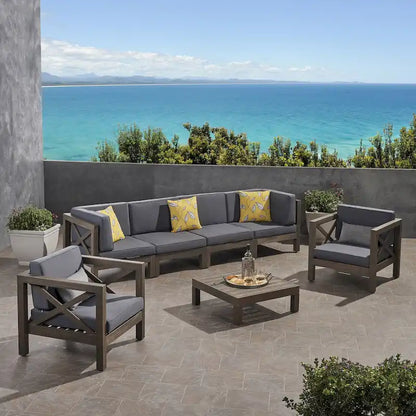 Set da conversazione 7 pezzi Brava per esterno in legno di acacia di Christopher Knight Home